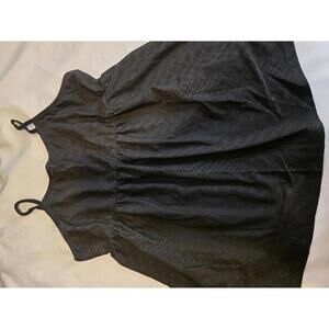 New-Black Sleeveless Eyelet top with Spaghetti Straps